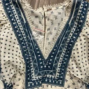 NEW Free People Sweet Southwest Embroidered Tea Combo Beige Mini Dress XS